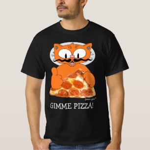 T-shirt GIMME PIZZA ! Señor Gato avec Pepperoni Pizza Slic