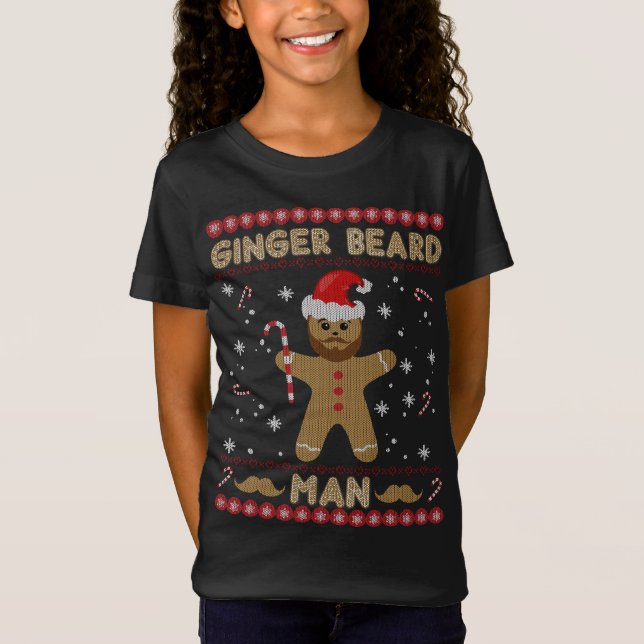 T-Shirt Ginger Beard Man Drôle Gingerbread Vilain Noël (Devant)