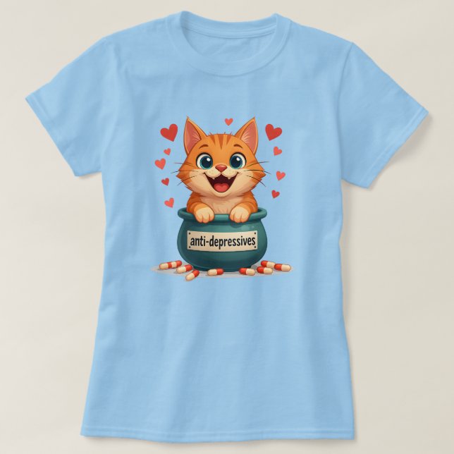 T-shirt Ginger cat, red colored cat  (Design devant)