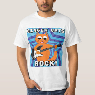 T-shirt Ginger Cats Rock ! Chemise T Chat Guitare
