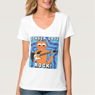 T-shirt Ginger Cats Rock ! Chemise T Chat Guitare