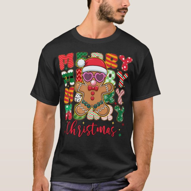 T-shirt Gingerbread Blowing Bubble Gum Pink Sunglasses Chr (Devant)