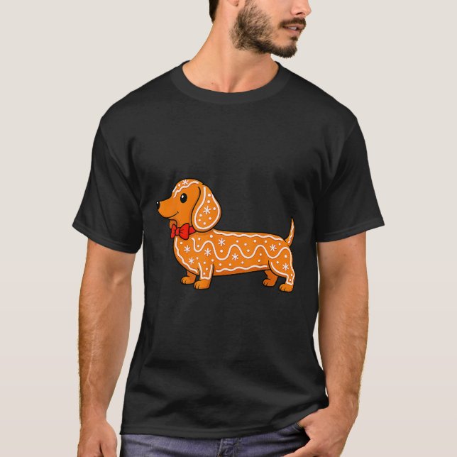 T-shirt Gingerbread Dachshund Christmas Cute Weiner Dog  (Devant)
