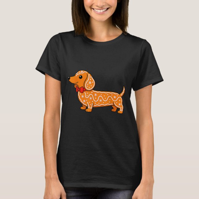 T-shirt Gingerbread Dachshund Christmas Cute Weiner Dog  (Devant)