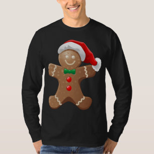 T-shirt Gingerbread Homme Cookie avec le Père Noël Casquet