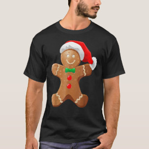 T-shirt Gingerbread Homme Cookie avec le Père Noël Casquet