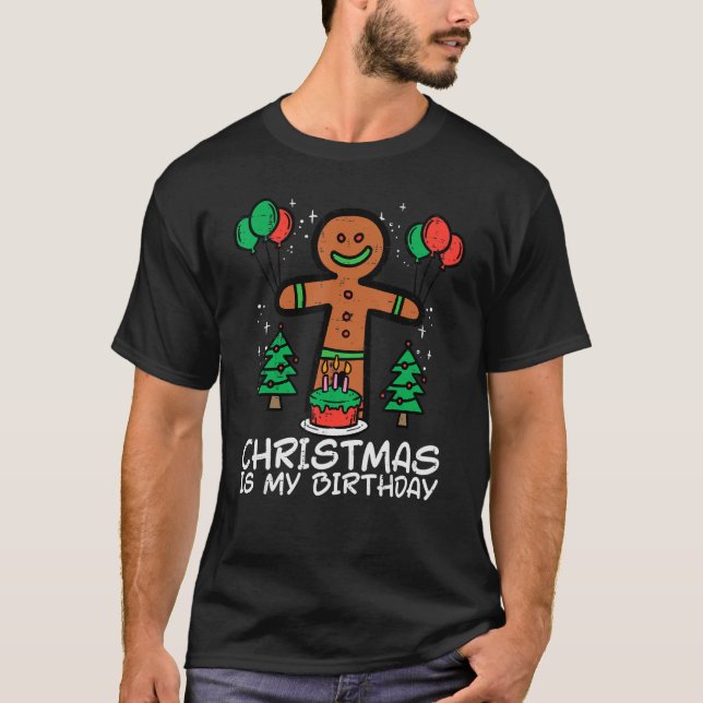 T-shirt Gingerbread Homme Noël est mon anniversaire Noël H (Devant)