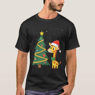 T-shirt Gingerbread Man Girafe Santa Chapeau T Arbre de No