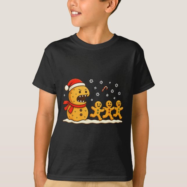 T-shirt Gingerbread Monster Chase Funny Christmas Cookie X (Devant)
