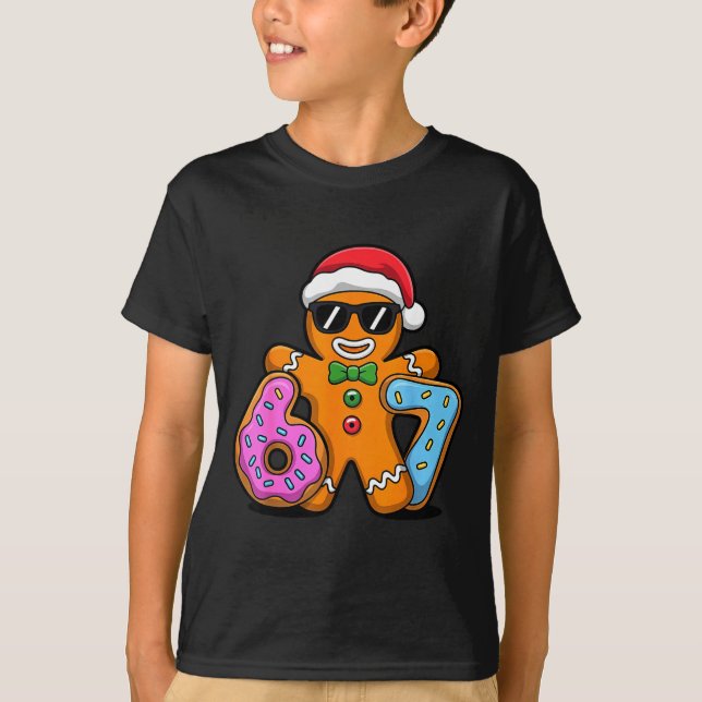 T-shirt Gingerbread Six Seven 67 Ice Cream Drip Christmas  (Devant)