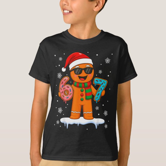 T-shirt Gingerbread Six Seven 67 Meme 6 7 Funny Christmas  (Devant)