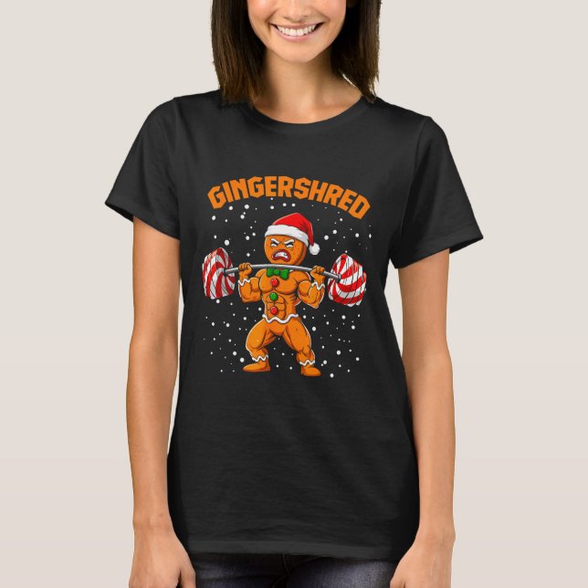 T-shirt Gingershred Funny Gingerbread Man Gym Bodybuilding (Devant)