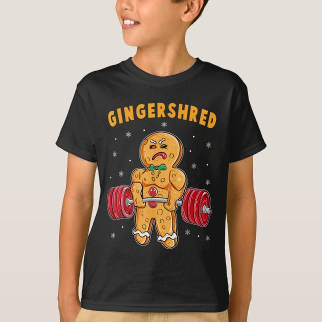 T-shirt Gingershred Funny Gingerbread Man Gym Bodybuilding (Devant)