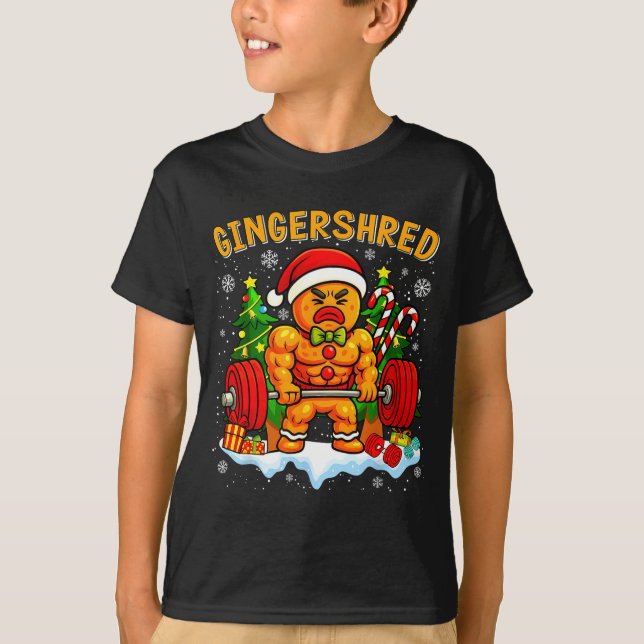 T-shirt Gingershred Funny Gingerbread Man Gym Bodybuilding (Devant)