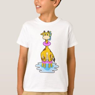T-shirt Girafe à la natation avec anneau de natation