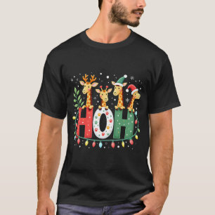 T-shirt Girafe animée avec chapeau de Père Noël de Noël Ho