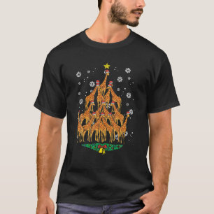 T-shirt Girafe Arbre de Noël Animal Xmas Pjs Pyjamas Wom