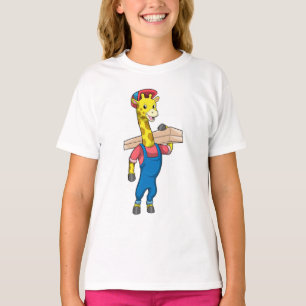T-shirt Girafe as Carpenter with Wood