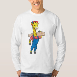 T-shirt Girafe as Carpenter with Wood