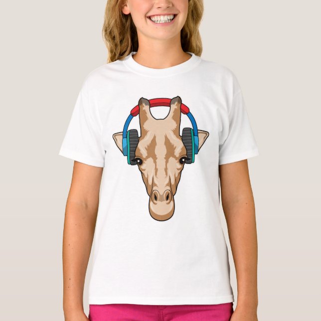 T-shirt Girafe at Music with Headphone (Devant)