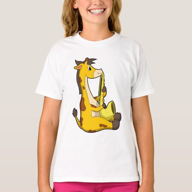 T-shirt Girafe at Music with Saxophone.PNG (Devant)