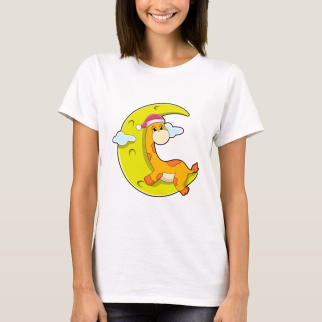 T-shirt Girafe au coucher de la lune (Devant)