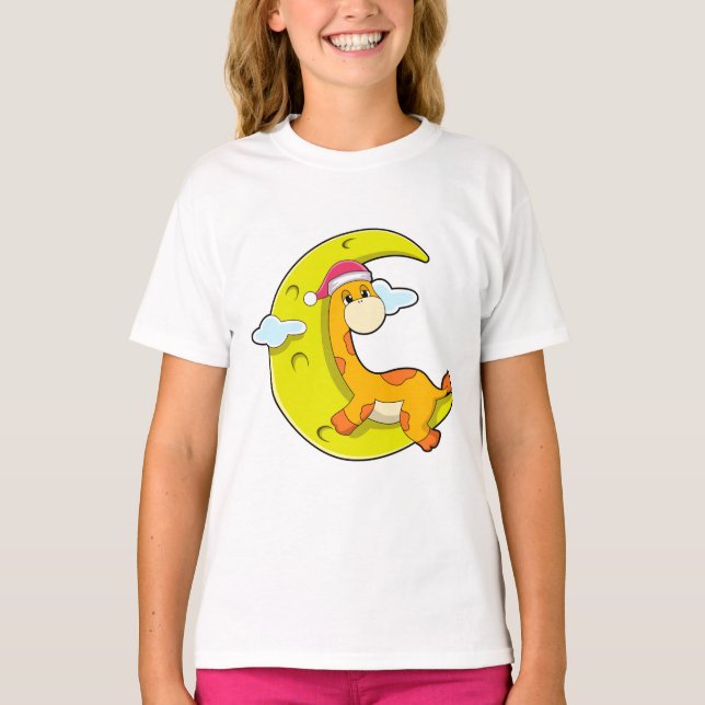 T-shirt Girafe au coucher de la lune (Devant)