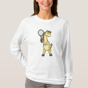 T-shirt Girafe au Tennis avec raquette de tennis