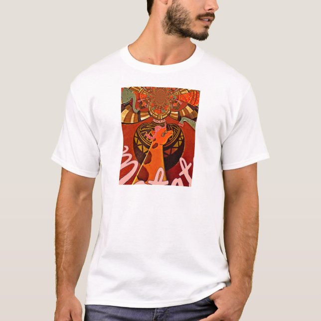 T-shirt Girafe avec deux queues de ponytail art (Devant)