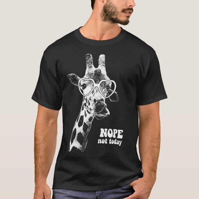 T-shirt Girafe Avec Lunettes De Coeur Pas Aujourd'Hui (Devant)
