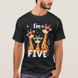 T-shirt Girafe Cool 5ème Fête d'anniversaire 5 ans Tout-pe