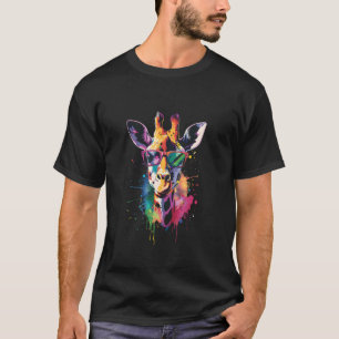 T-shirt Girafe cool Avec Lunettes De Soleil Encre Splash A