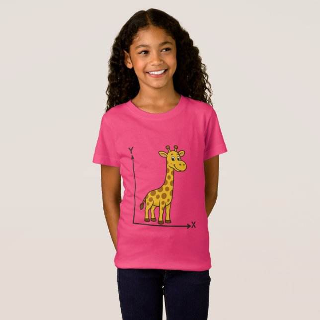 T-Shirt Girafe de dessin mignonne sur l'axe X-Y math (Devant entier)