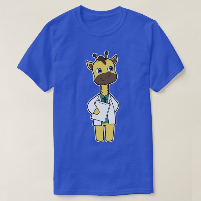 T-shirt Girafe en tant que docteur avec bloc-notes (Design devant)