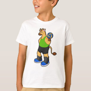 T-shirt Girafe en tant que joueur de volleyball avec volle