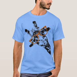 T-shirt Girafe Hipster Giraffe Pattern Glasses