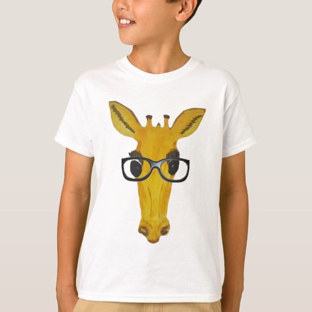 T-shirt Girafe jaune avec lunettes (Devant)