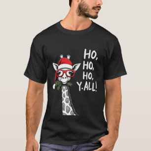 T-shirt Girafe Mignonne Avec Chapeau De Père Noël Joyeux N