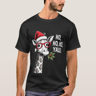 T-shirt Girafe Mignonne Avec Chapeau De Père Noël Joyeux N