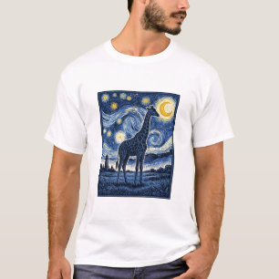 T-shirt Girafe Nuit Étoilée Vintage