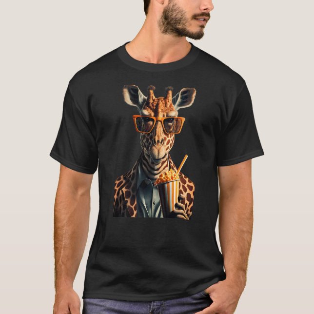 T-shirt Girafe Portant un costume Manger du maïs soufflé P (Devant)
