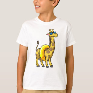 T-shirt Girafe sur la plage avec anneau de natation et lun