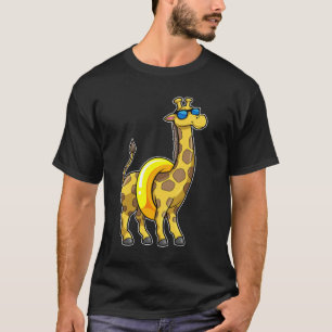 T-shirt Girafe sur la plage avec anneau de natation et lun
