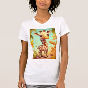 T-shirt Girafeau Bébé Mignon Tropical Dessin Animé-37560