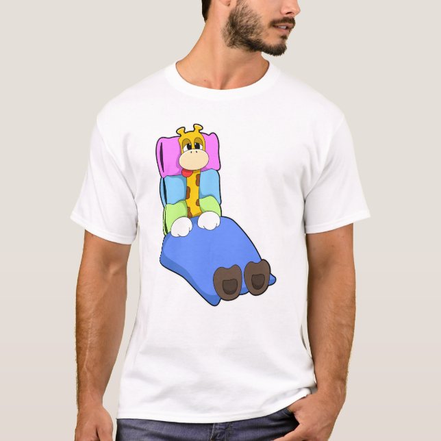 T-shirt Giraffat au coucher avec couverture et Coussin (Devant)