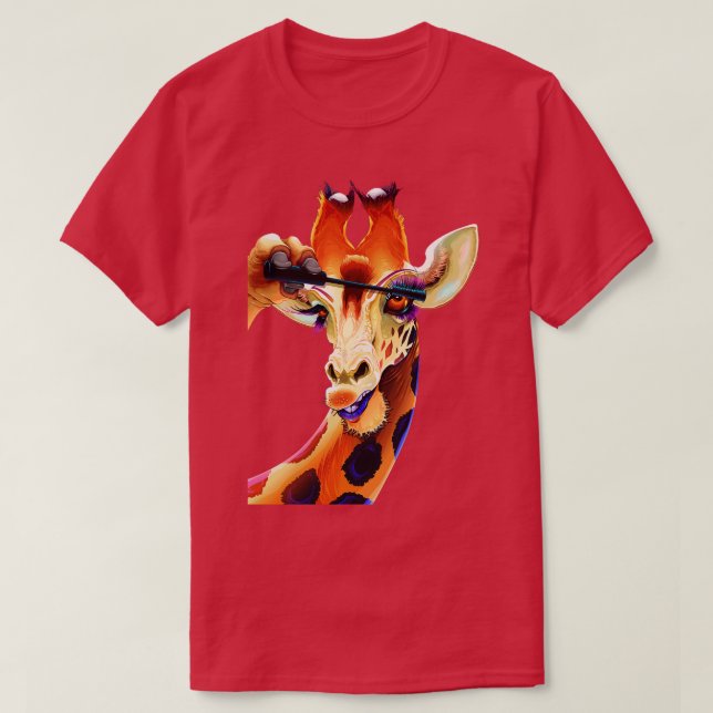 T-shirt Giraffe Application Mascara Eyelashes (Design devant)