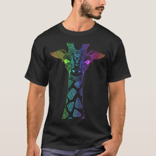 T-shirt Giraffe arc-en-ciel Mandala Lotus Flower Yoga Medi