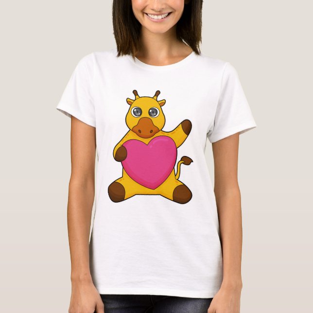 T-shirt Giraffe au coeur (Devant)
