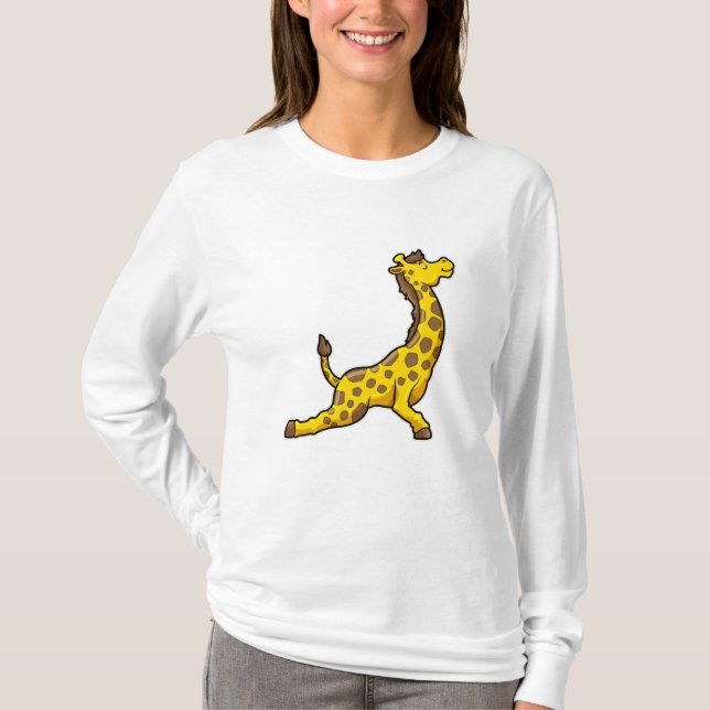 T-shirt Giraffe au Yoga Stretching exercices Leg (Devant)