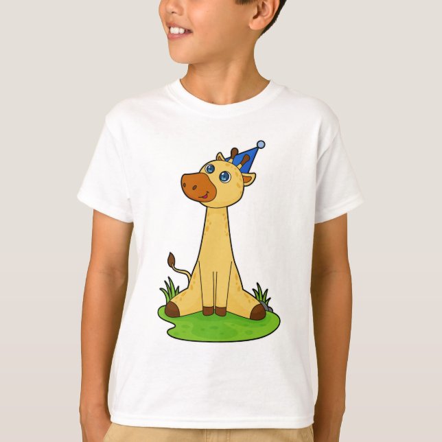 T-shirt Giraffe avec casquette de fête (Devant)